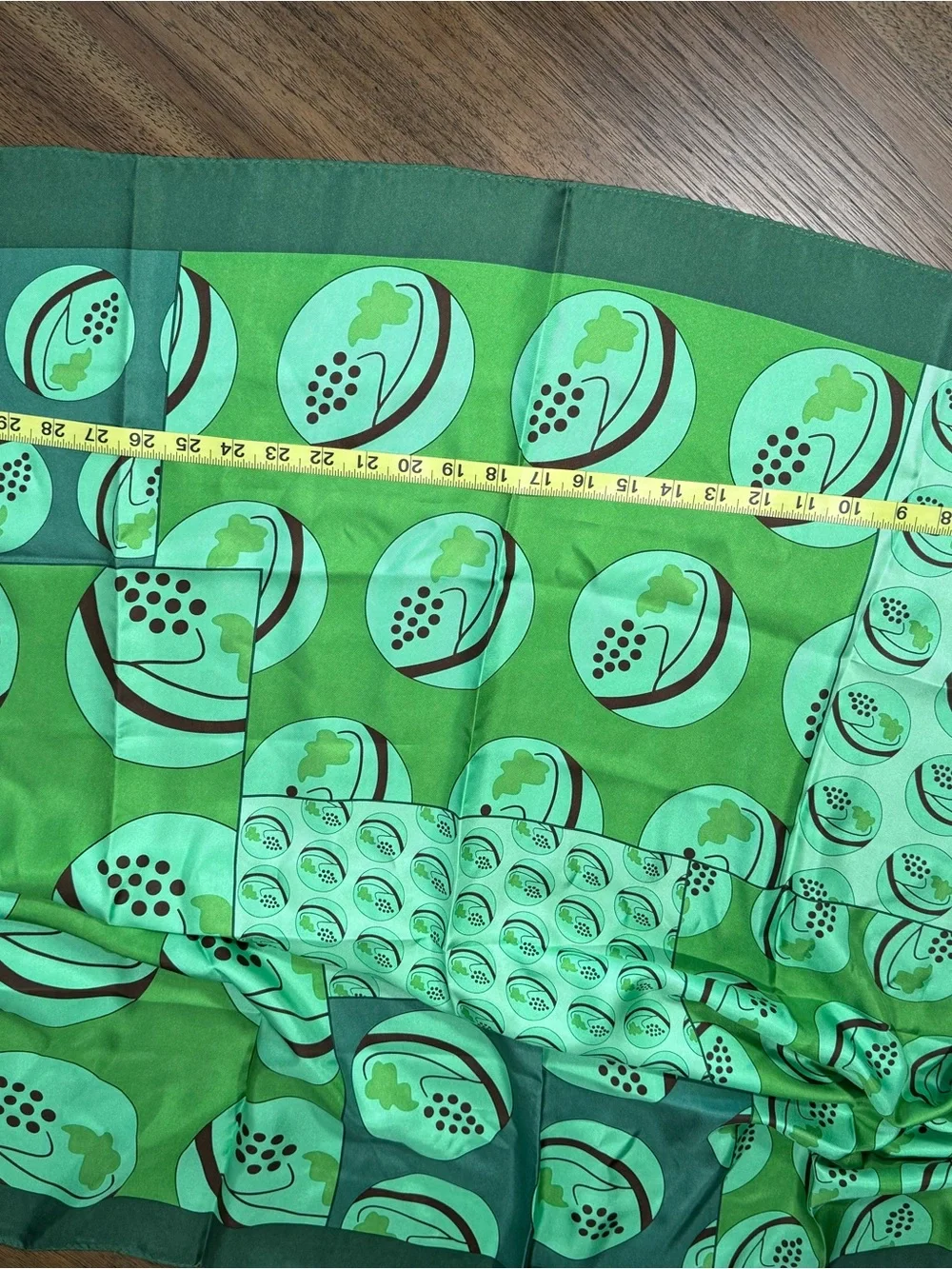 Green Silk Scarf with Winery design